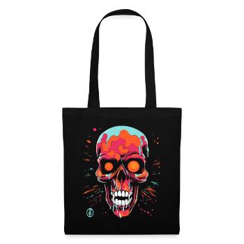 Dripping paint splashes and a skull - Tote Bag - black - Front