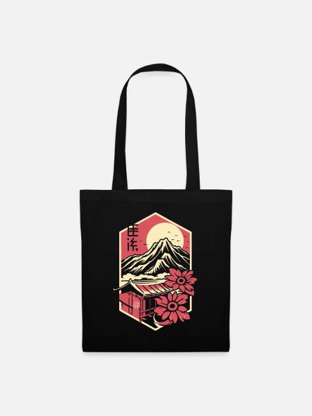 Japanese Flowers and Temple Flowers - Tote Bag - black