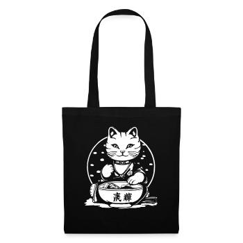 Japanische Reisschüssel-Katze in Japan - Stoffbeutel - Schwarz - Vorne