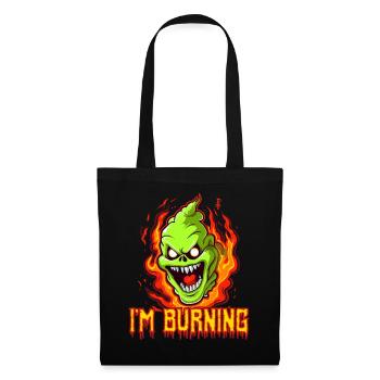 Cartoon Green Slime and Ghost, I'm Burning! - Tote Bag - black - Front