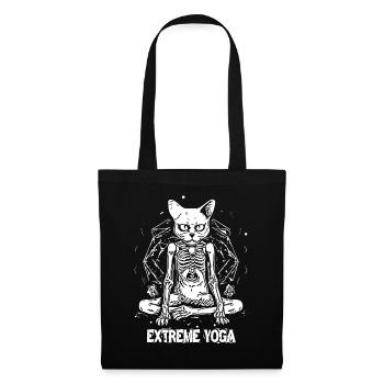 Chat zombie squelette faisant du yoga extrême - Sac en tissu - noir - Devant