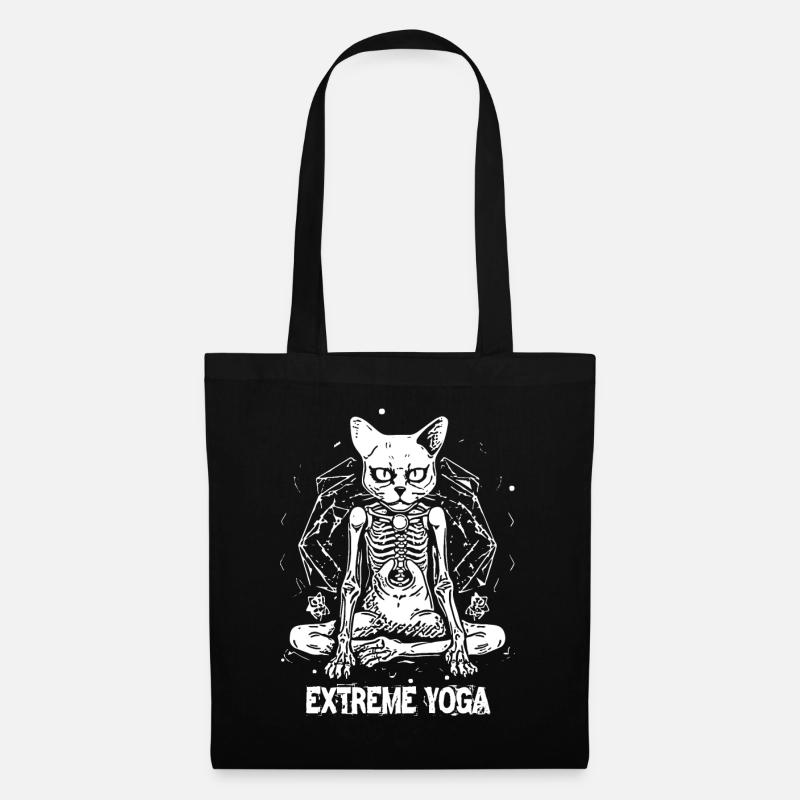 Skeleton zombie cat doing extreme yoga - Tote Bag - black