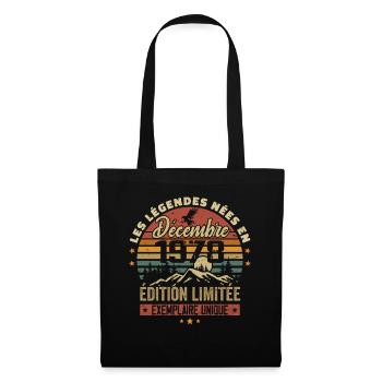 1978 Vintage Cadeau Anniversaire Décembre 1978 - Sac en tissu - noir - Devant