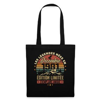 1981 Vintage Cadeau Anniversaire Décembre 1981 - Sac en tissu - noir - Devant