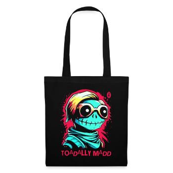 Portrait de dessin animé, crapaud totalement fou - Sac en tissu - noir - Devant