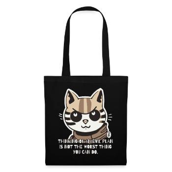 Böse Katze schmiedet böse Pläne - Stoffbeutel - Schwarz - Vorne