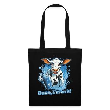 Mon pote, je suis là - une vache de fête - Sac en tissu - noir - Devant