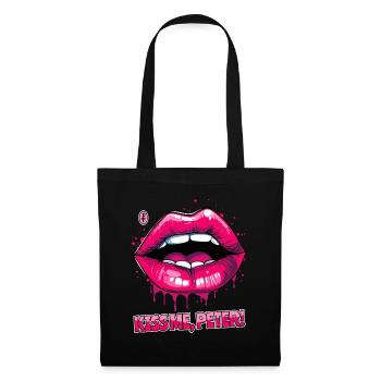 Embrasse-moi, Peter, sur mes lèvres gonflées - Sac en tissu - noir - Devant