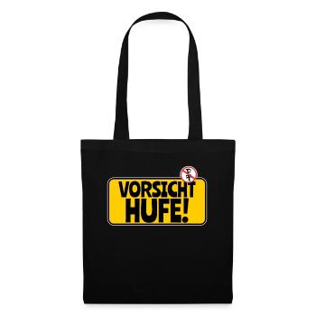 Achtung Pferde: Vorsicht Hufe - Stoffbeutel - Schwarz - Vorne