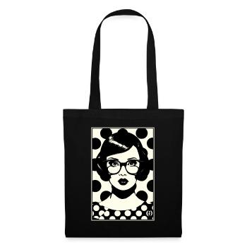 1950er Jahre Polka Dot Brille Sekretärin Frau - Stoffbeutel - Schwarz - Vorne