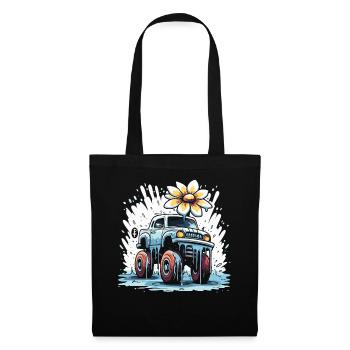 A colorful flower power monster truck - Tote Bag - black - Front