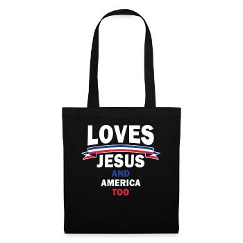 Loves Jesus and America Too God Christian - Tote Bag - black - Front