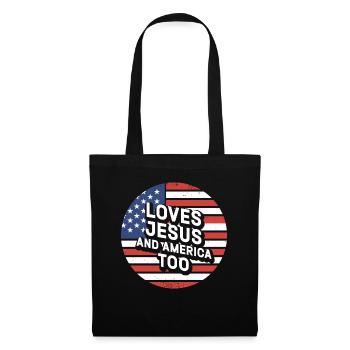 Loves Jesus and America Too God Christian - Tote Bag - black - Front
