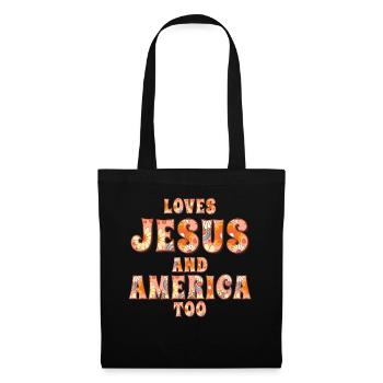 Loves Jesus and America Too God Christian - Tote Bag - black - Front