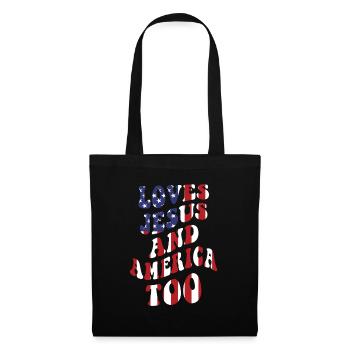Loves Jesus and America Too God Christian - Tote Bag - black - Front