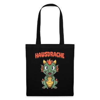 Hausdrache. Stark, Mutig und Unbesiegbar. Drache - Stoffbeutel - Schwarz - Vorne
