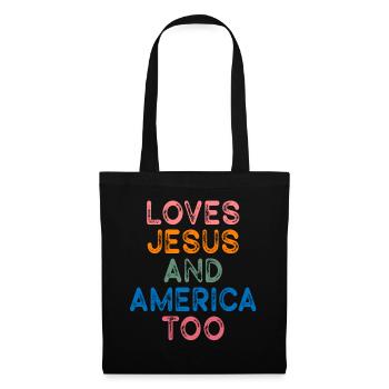 Loves Jesus and America Too God Christian - Tote Bag - black - Front