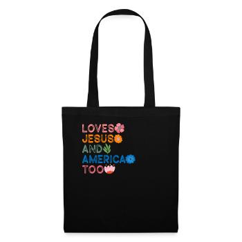 Loves Jesus and America Too God Christian - Tote Bag - black - Front