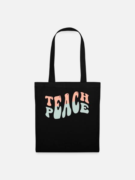 Teach Peace Word Game Groovy Hippie Teacher - Stoffbeutel - Schwarz
