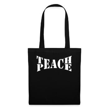 Enseigner la paix Jeu de mots Groovy Hippie Enseignant - Sac en tissu - noir - Devant