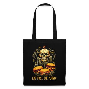 manger rapide mourir jeune, crâne de restauration rapide - Sac en tissu - noir - Devant