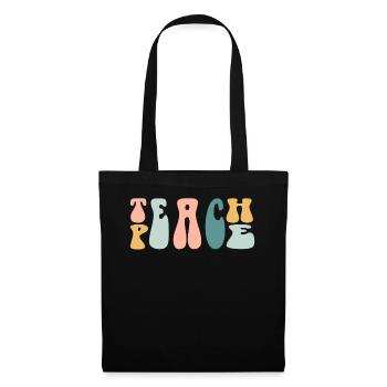 Teach Peace Word Game Groovy Hippie Teacher - Tote Bag - black - Front