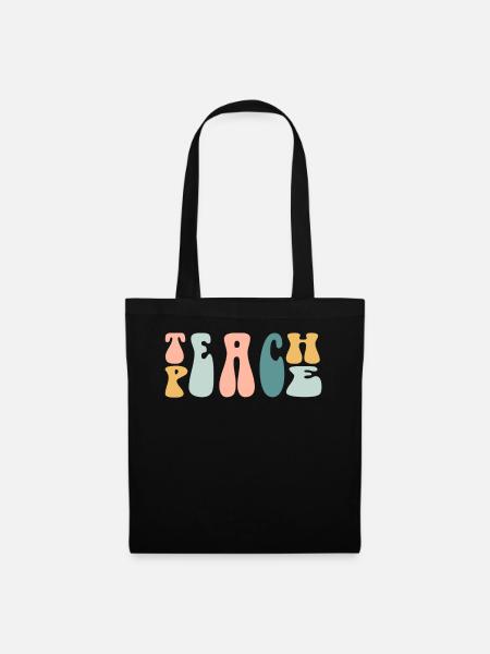 Teach Peace Word Game Groovy Hippie Teacher - Stoffbeutel - Schwarz