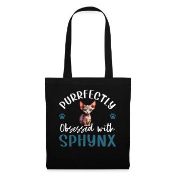 Purrfectly Obsessed With Sphynx - Stoffbeutel - Schwarz - Vorne