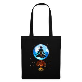 Méditation méditer Zen Yoga cadeau - Sac en tissu - noir - Devant