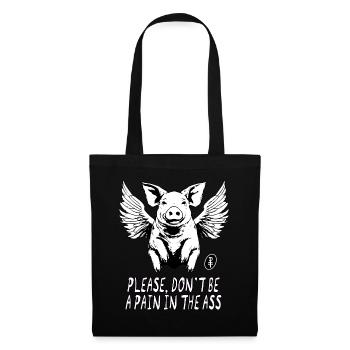 Cochon volant avec des ailes, ne soyez pas ennuyeux - Sac en tissu - noir - Devant