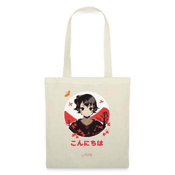 こんにちは Konnichiwa Bonjour Japon - Sac en tissu - nature - Devant