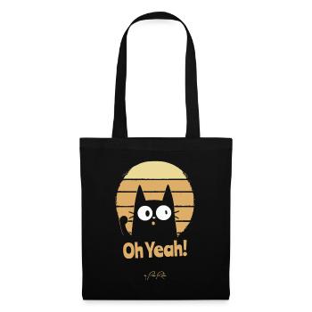 Chat rétro édifiant, oh oui chat - Sac en tissu - noir - Devant
