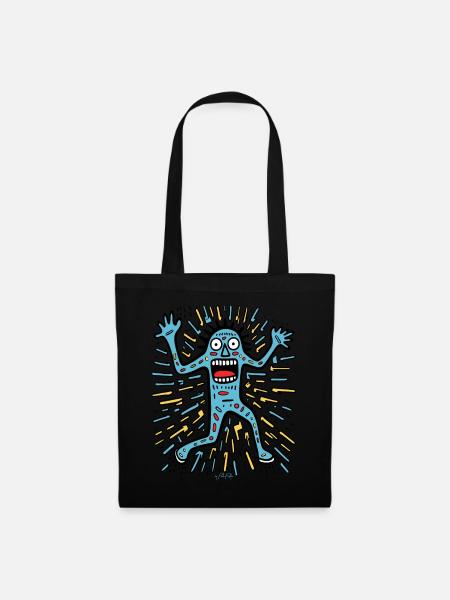 Personnage de dessin animé Pop Art : Funky, Drôle, Amusant - Sac en tissu - noir