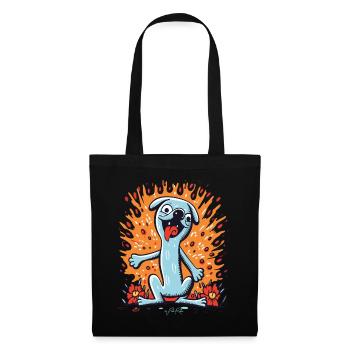 Dessin animé Pop Art Flower Dog - Sac en tissu - noir - Devant
