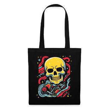 Crâne flottant : Dessin animé Pop Art - Sac en tissu - noir - Devant