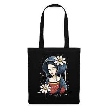 Woman with daisy flowers - Tote Bag - black - Front