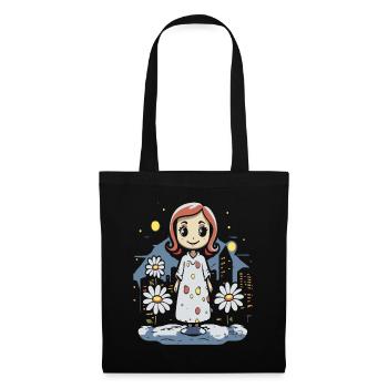 Dessin animé Joyeux somnambulisme et marguerites - Sac en tissu - noir - Devant