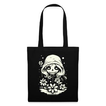 Adorable crâne et marguerites - Sac en tissu - noir - Devant