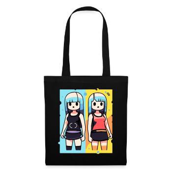 Manga Anime Sœurs Poupées Filles - Sac en tissu - noir - Devant