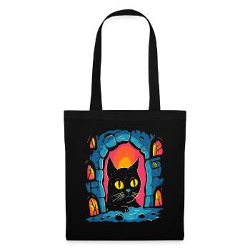 A work of art: Cartoon of a cat in a dungeon - Tote Bag - black - Front