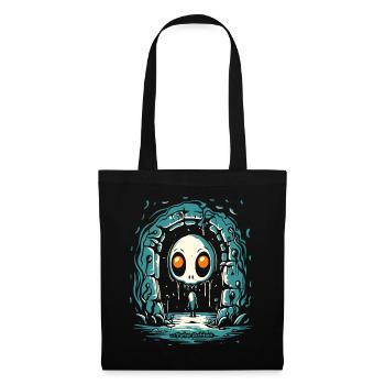 Petit crâne dans un donjon - Sac en tissu - noir - Devant