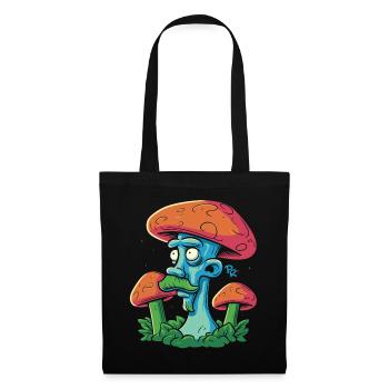Champignon avec moustache, cueillette de champignons dans la forêt - Sac en tissu - noir - Devant