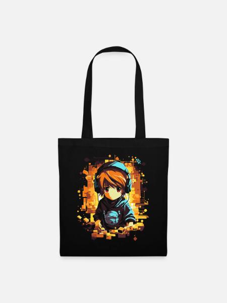 Anime Manga Gaming Kopfhörer Junge - Stoffbeutel - Schwarz