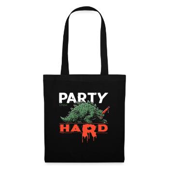 Der Party-Hard Dino - Stoffbeutel - Schwarz - Vorne