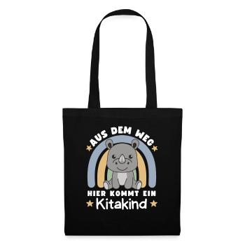 Aus Dem Weg Hier Kommt Ein Kitakind Nashorn - Stoffbeutel - Schwarz - Vorne