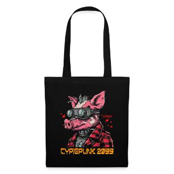 Cyber Cochon Punk - Sac en tissu - noir - Devant