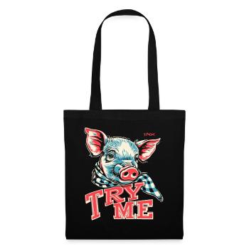 Écharpe à carreaux : Essayez-moi, porcelet cochon - Sac en tissu - noir - Devant