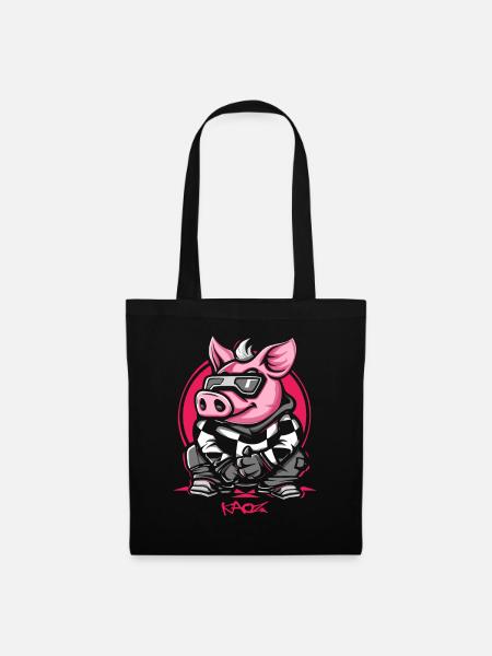 Cool Winter Ski Snowboard Pig - Tote Bag - black