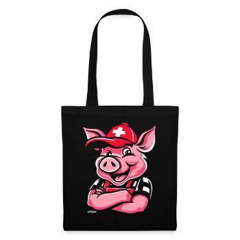 Drapeau et cochon suisse - Sac en tissu - noir - Devant