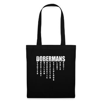 Doberman chien chiens cadeau pour animaux de compagnie - Sac en tissu - noir - Devant